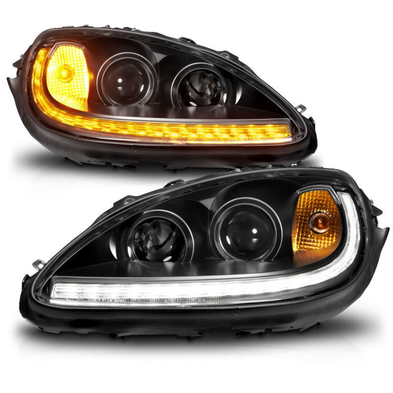 ANZO 05-13 Chevrolet Corvette Projector Headlights w/switchback & Sequential LED - Black Amber-SR1 Performance