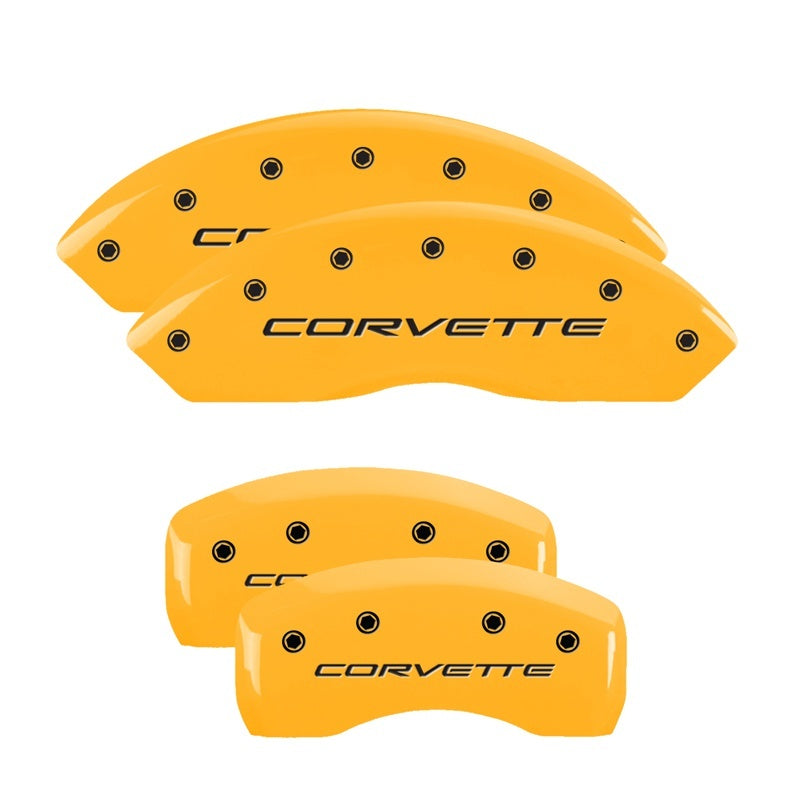 MGP Brake Caliper Covers for Chevrolet Corvette 1997-2004 * Yellow Finish with Black Engraving, Set of 4