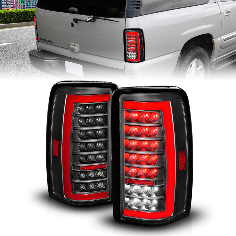 ANZO 00-06 Chevrolet Tahoe / GMC Yukon Full LED Taillights w/ Lightbar Black Housing/Clear Lens-SR1 Performance