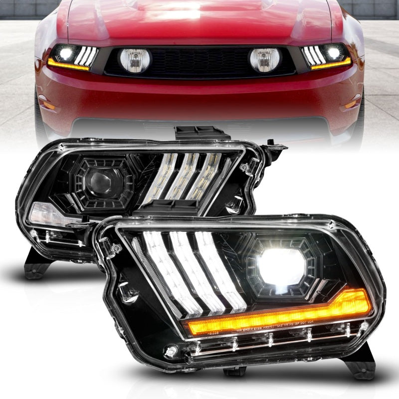 ANZO 10-14 Ford Mustang LED Projector Headlights w/Sequential Light Tube (NON HID Compatible)-SR1 Performance