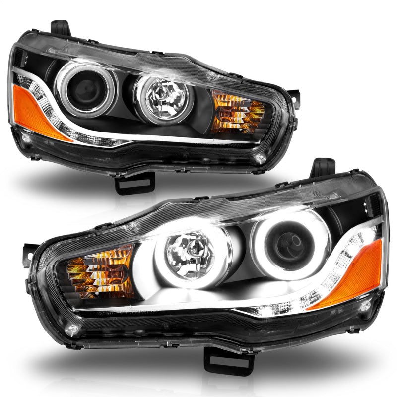 ANZO 2008-2015 Mitsubishi Lancer Projector Headlights w/ Halo Black (CCFL)-SR1 Performance