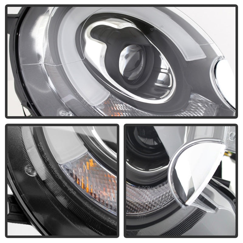 Spyder Mini Cooper 2007-2012 Projector Headlights Halogen Model Only - DRL Black PRO-YD-MC07-DRL-BK-SR1 Performance
