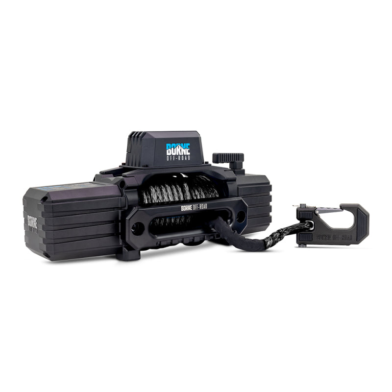 Borne Off-Road 10K Winch with Black Synthetic Rope - Heavy-Duty Automotive Recovery Equipment