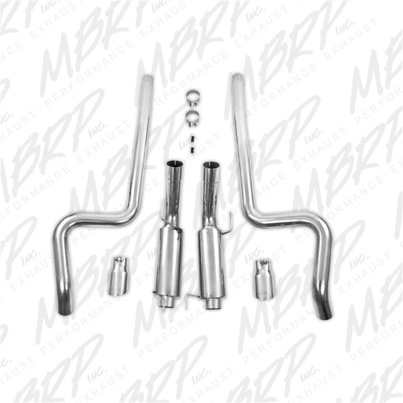 MBRP 05-09 Ford Shelby GT500 / GT Dual Split Rear Race Version, T409 4in Tips Exhaust System-SR1 Performance