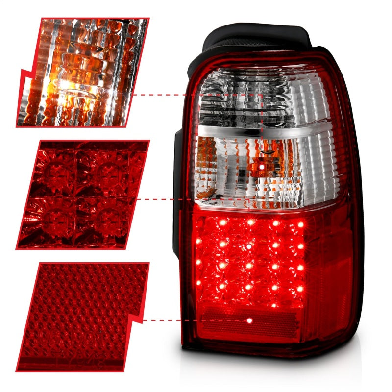 ANZO 2001-2002 Toyota 4 Runner LED Taillights Red/Clear-SR1 Performance