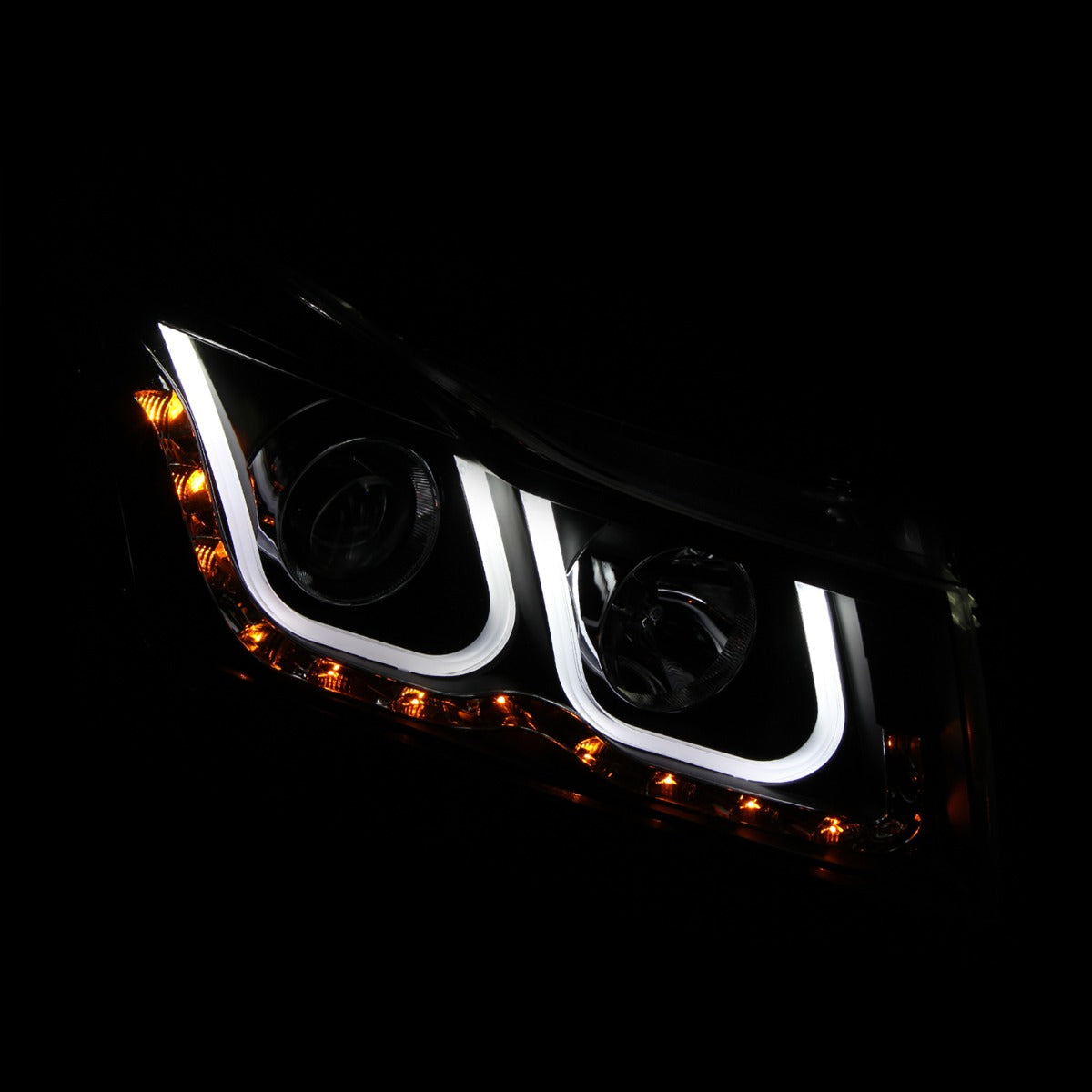 CHEVY CRUZE 11-15 PROJECTOR U-BAR HEADLIGHTS BLACK
