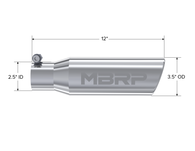 MBRP Universal Tip 3in O.D. Angled Rolled End 2 inlet 10 length-SR1 Performance