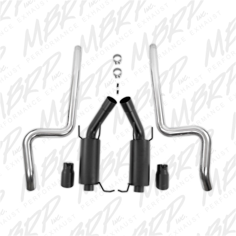 MBRP 11-14 Ford Mustang GT 5.0L 3in Cat Back Dual Split Rear Street Version 4in Tips - Black-SR1 Performance