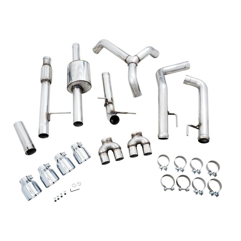 AWE Tuning 4th Gen GM 1500 5.3L 0FG Catback Split Rear Exit (w/ Bumper Cutouts) - Quad Chrome Tips-SR1 Performance