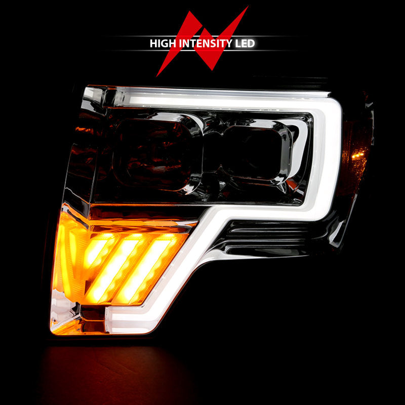 ANZO 2009-2014 Ford F-150 Projector Headlight Chrome Amber-SR1 Performance