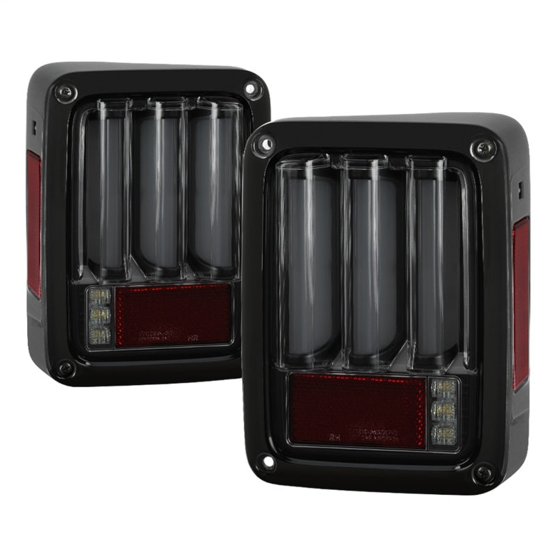 Spyder 07-16 Jeep Wrangler Verison 2 Light Bar LED Tail Lights - Smoke (ALT-YD-JWA07V2-LBLED-BSM)-SR1 Performance