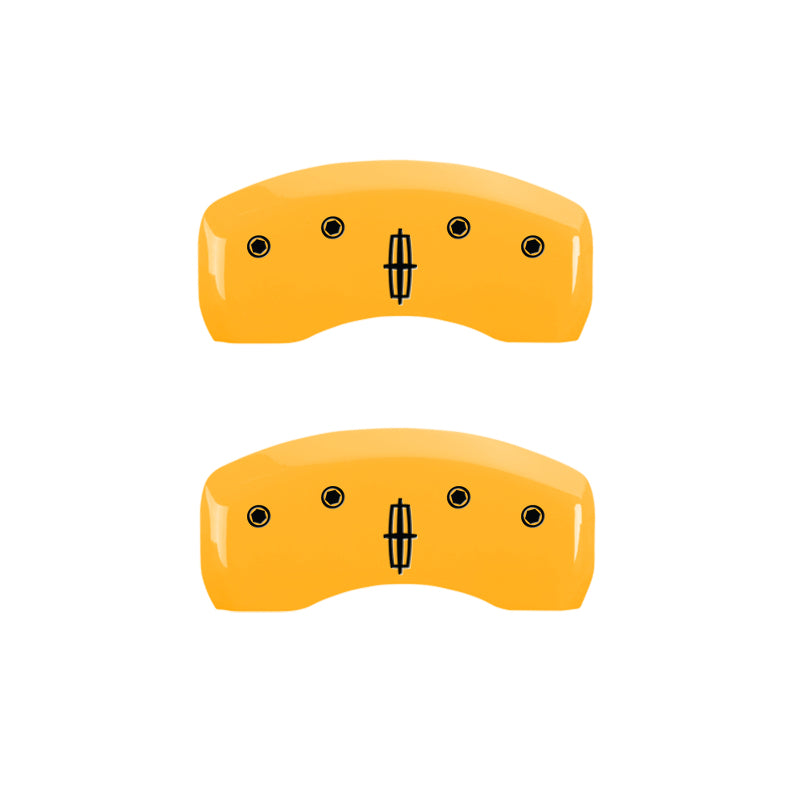 MGP 4 Caliper Covers Engraved Front Lincoln Engraved Rear Star logo Yellow finish black-SR1 Performance