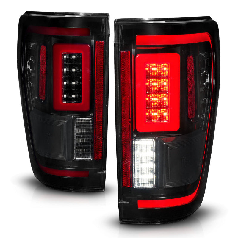 ANZO 21-23 Ford F-150 LED Taillights Seq. Signal w/BLIS Cover - Smoke Blk (For Factory Halogen ONLY)-SR1 Performance