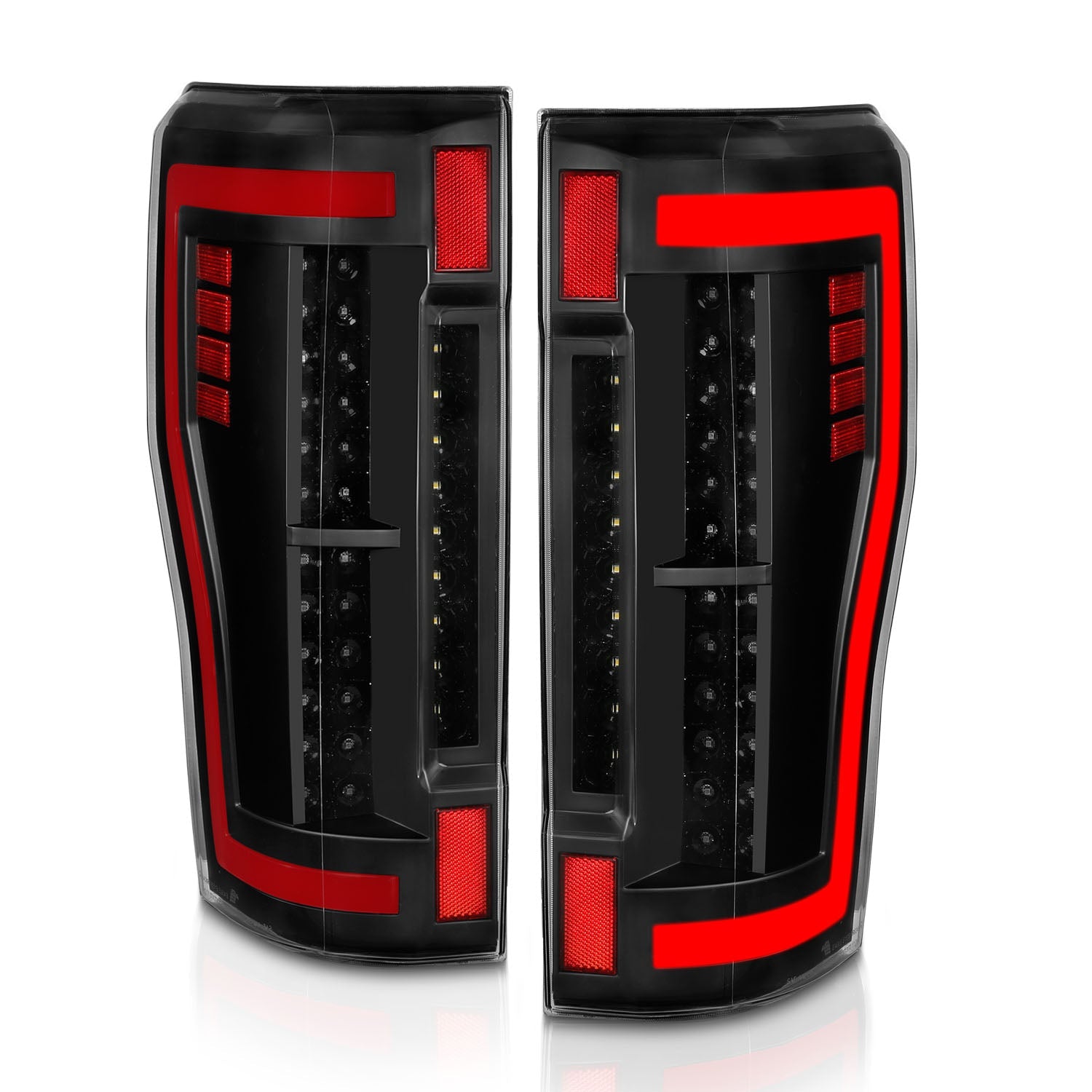 FORD F-250/350/450/550 SUPERDUTY 17-19 LED TAIL LIGHTS BLACK (RED LIGHT BAR)