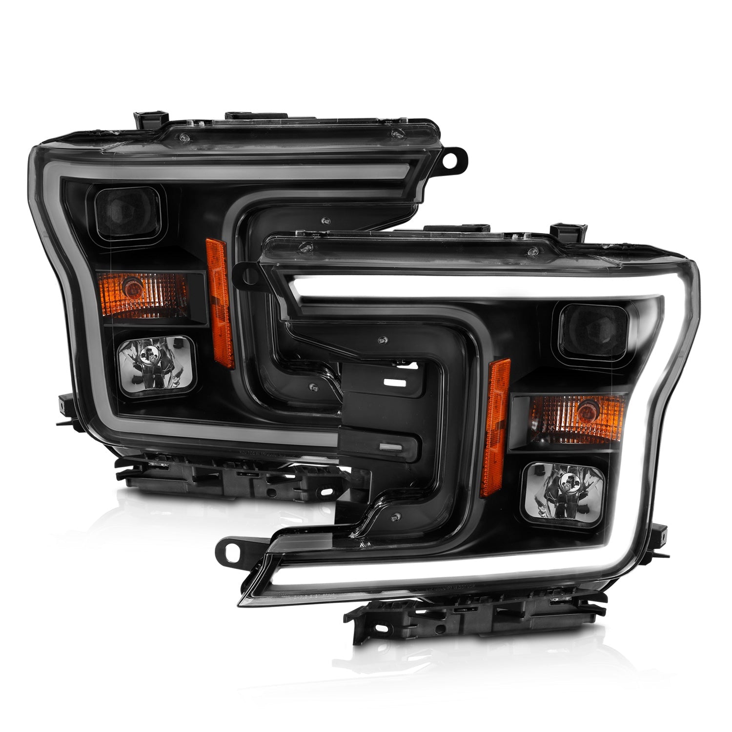 FORD F-150 18-20 PROJECTOR PLANK STYLE HEADLIGHTS BLACK