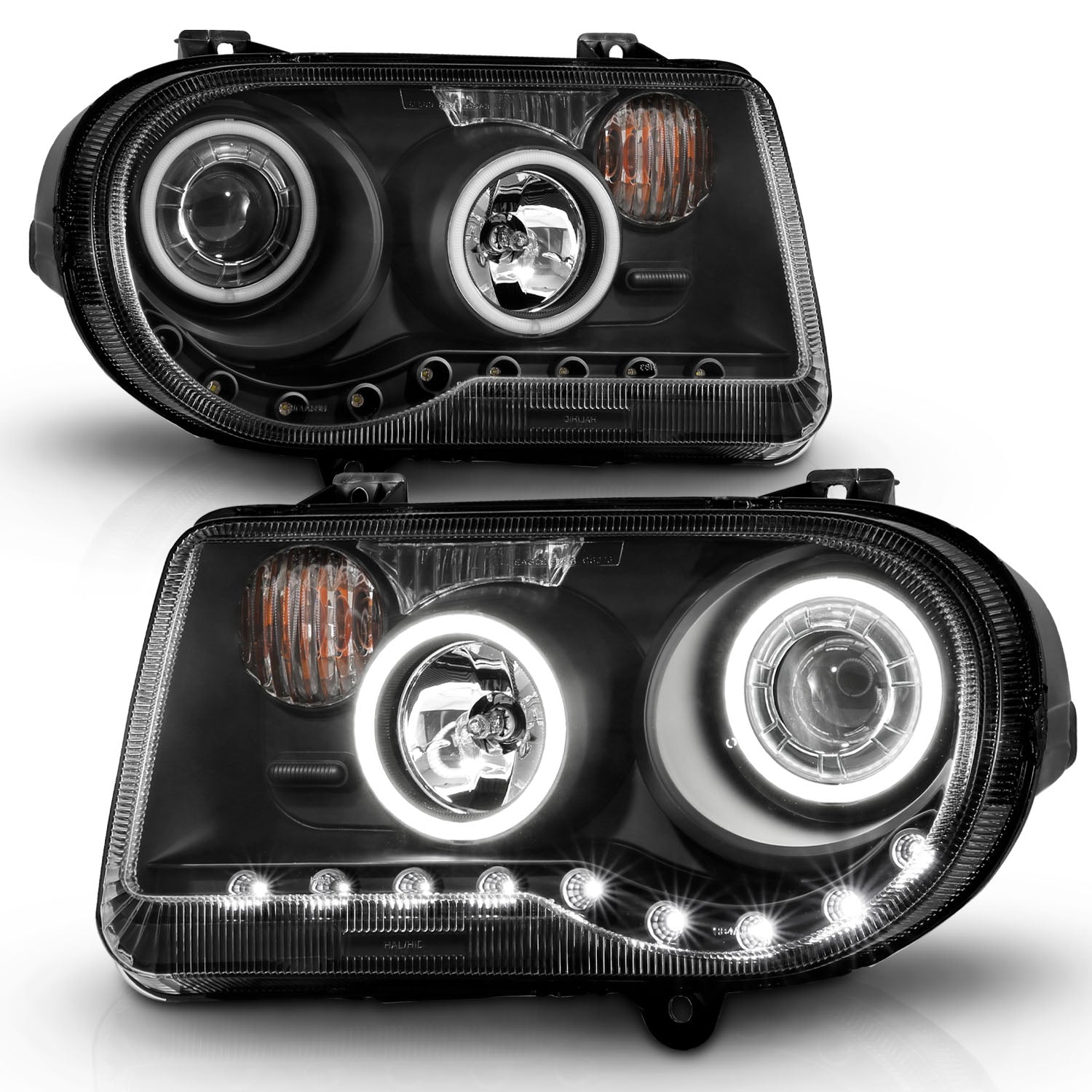 CHRYSLER 300C 05-10 PROJECTOR HALO HEADLIGHTS BLACK W/ RX HALO G2