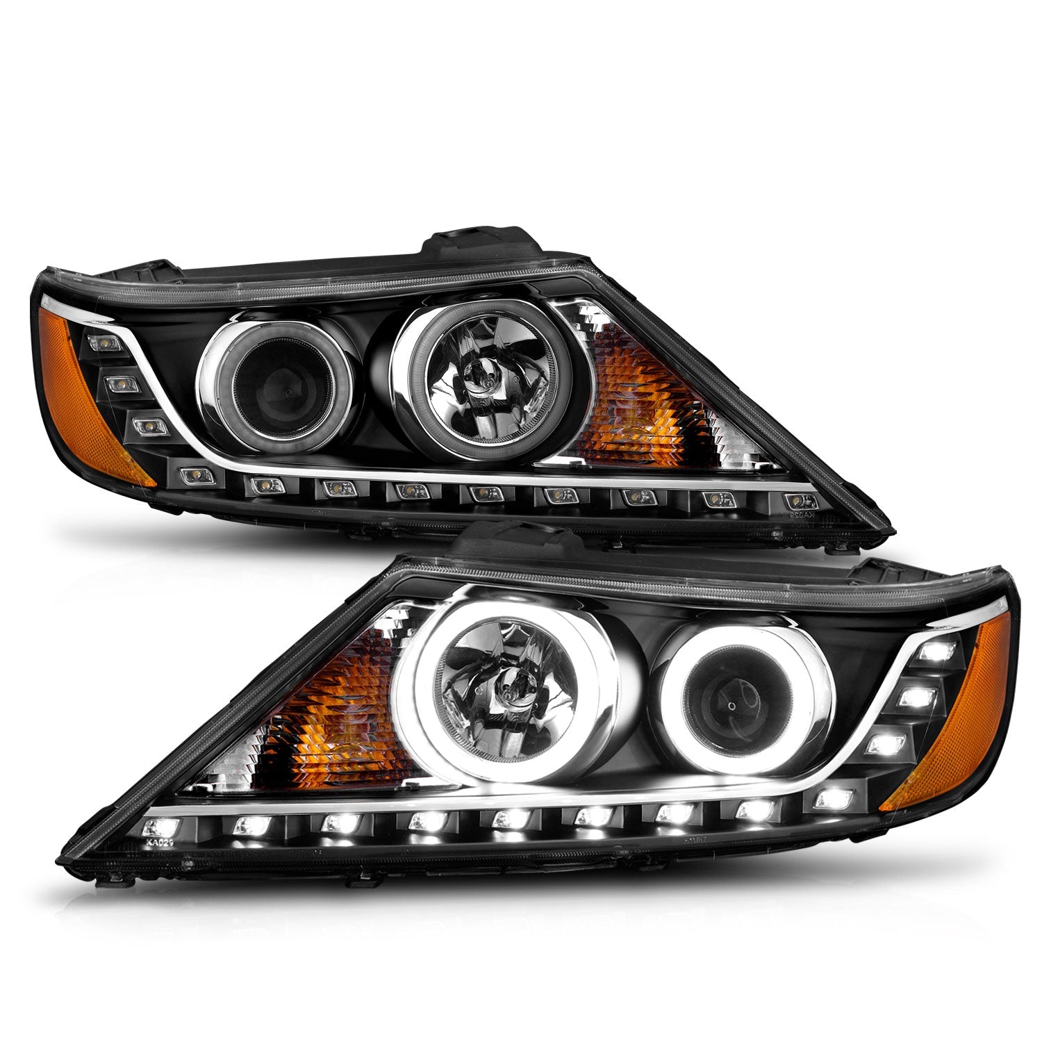 KIA SORENTO 11-13 PROJECTOR HEADLIGHTS BLACK W/ RX HALO