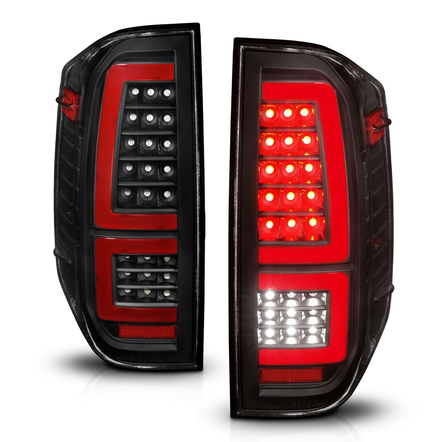 TOYOTA TUNDRA 14-21 FULL LED TAIL LIGHTS BLACK W/ SEQUENTIAL SIGNAL (RED LIGHT BAR)