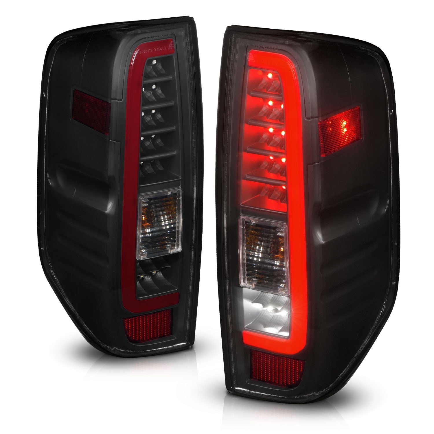 NISSAN FRONTIER 05-21 / SUZUKI EQUATOR 09-12 LED C BAR TAIL LIGHTS BLACK SMOKE LENS