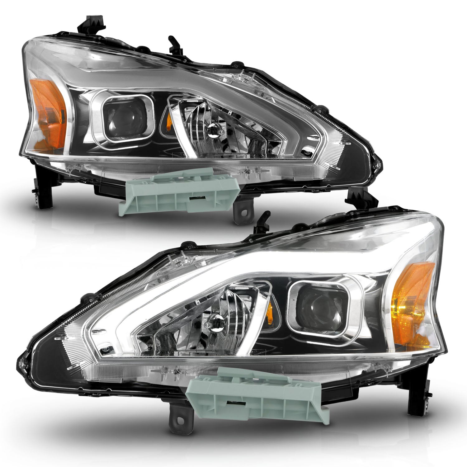 NISSAN ALTIMA 13-15 4DR PROJECTOR LIGHT BAR G2 HEADLIGHTS CHROME (FOR HALOGEN MODELS ONLY)