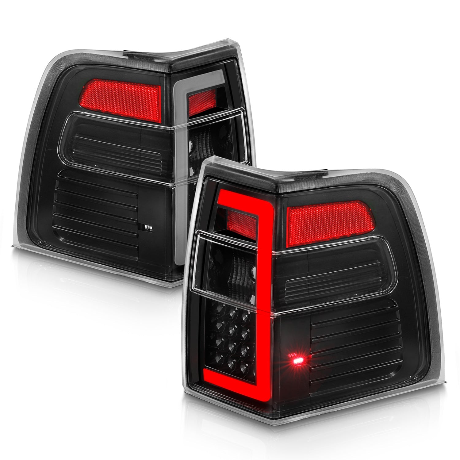 FORD EXPEDITION 07-17 LED C BAR TAIL LIGHTS BLACK CLEAR LENS W/ SEQUENTIAL SIGNAL