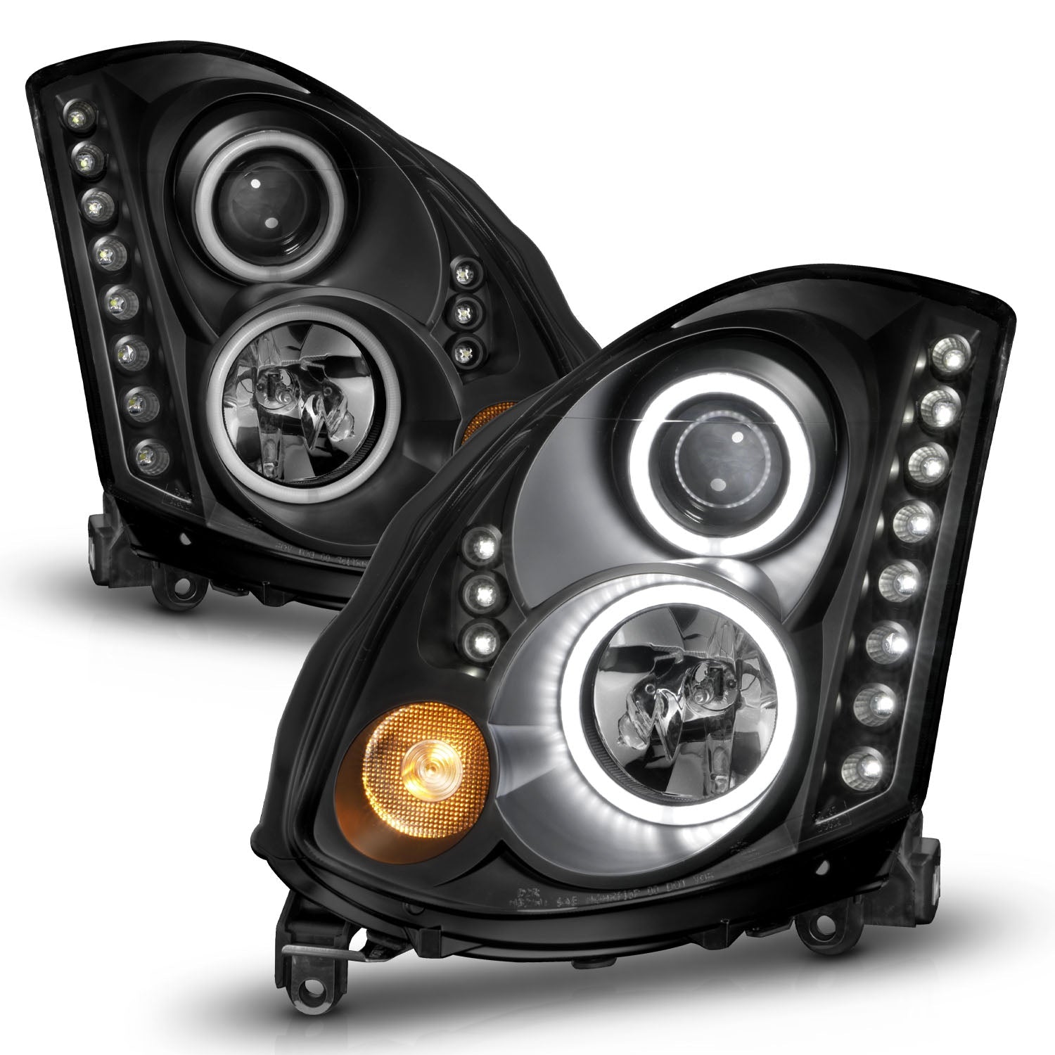 INFINITI G35 03-07 2DR PROJECTOR HEADLIGHTS BLACK W/ RX HALO (FOR HID, HID KIT NOT INCLUDED)