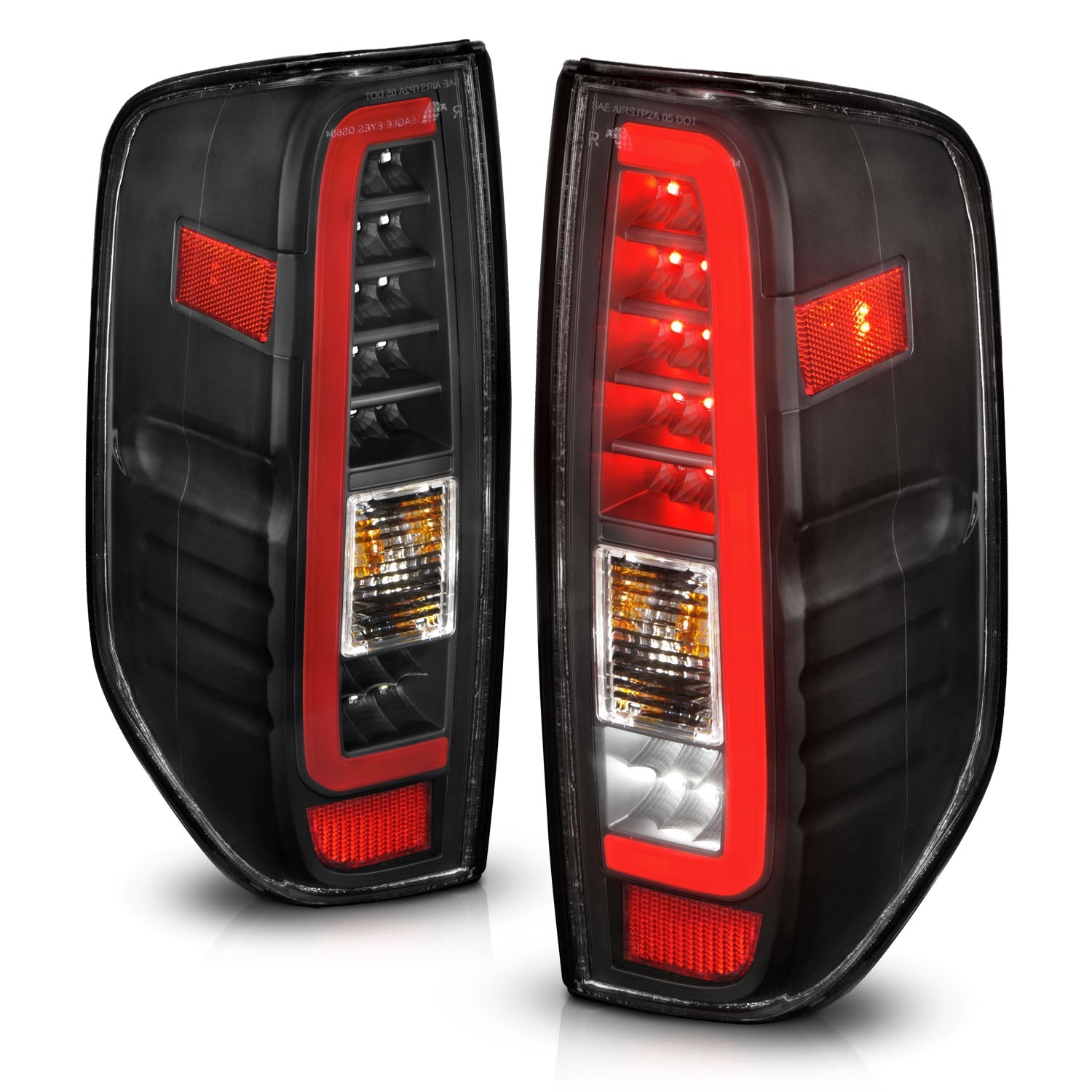 NISSAN FRONTIER 05-21 / SUZUKI EQUATOR 09-12 LED C BAR TAIL LIGHTS BLACK CLEAR LENS