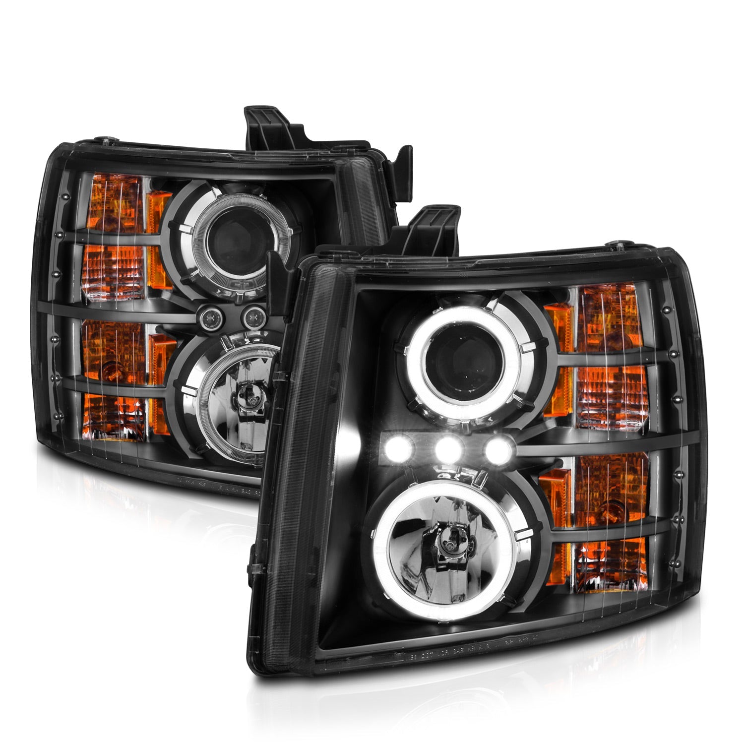 CHEVY SILVERADO 1500 07-13 / 2500HD/3500HD 07-14 PROJECTOR HALO HEADLIGHTS BLACK