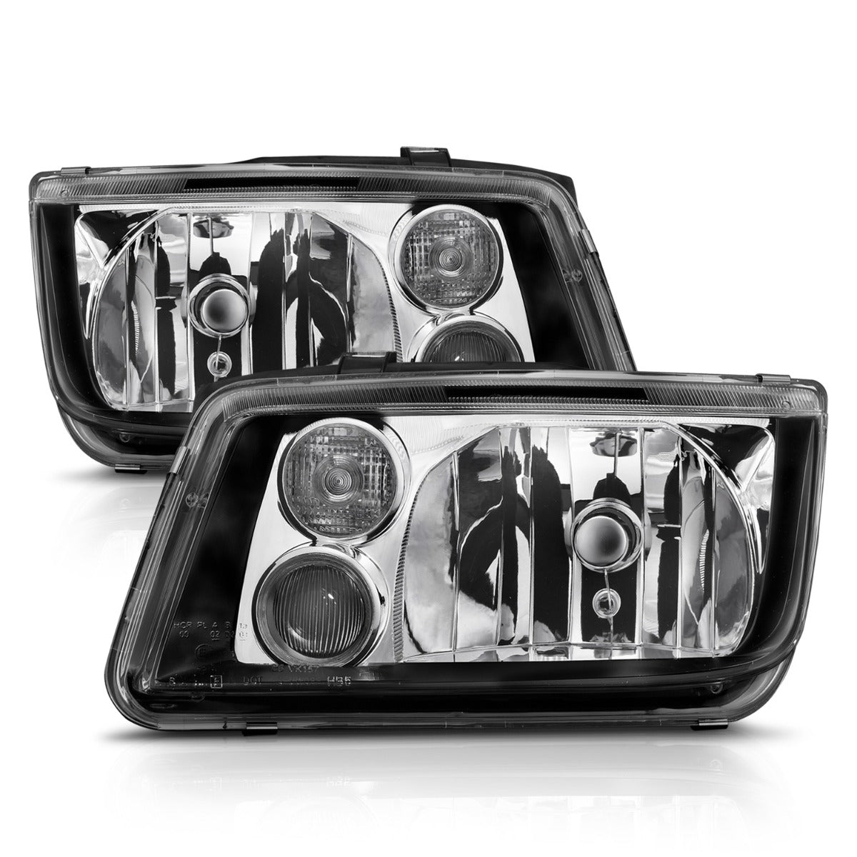 VOLKSWAGEN JETTA 99-05 CRYSTAL HEADLIGHTS BLACK W/ FOG LIGHTS