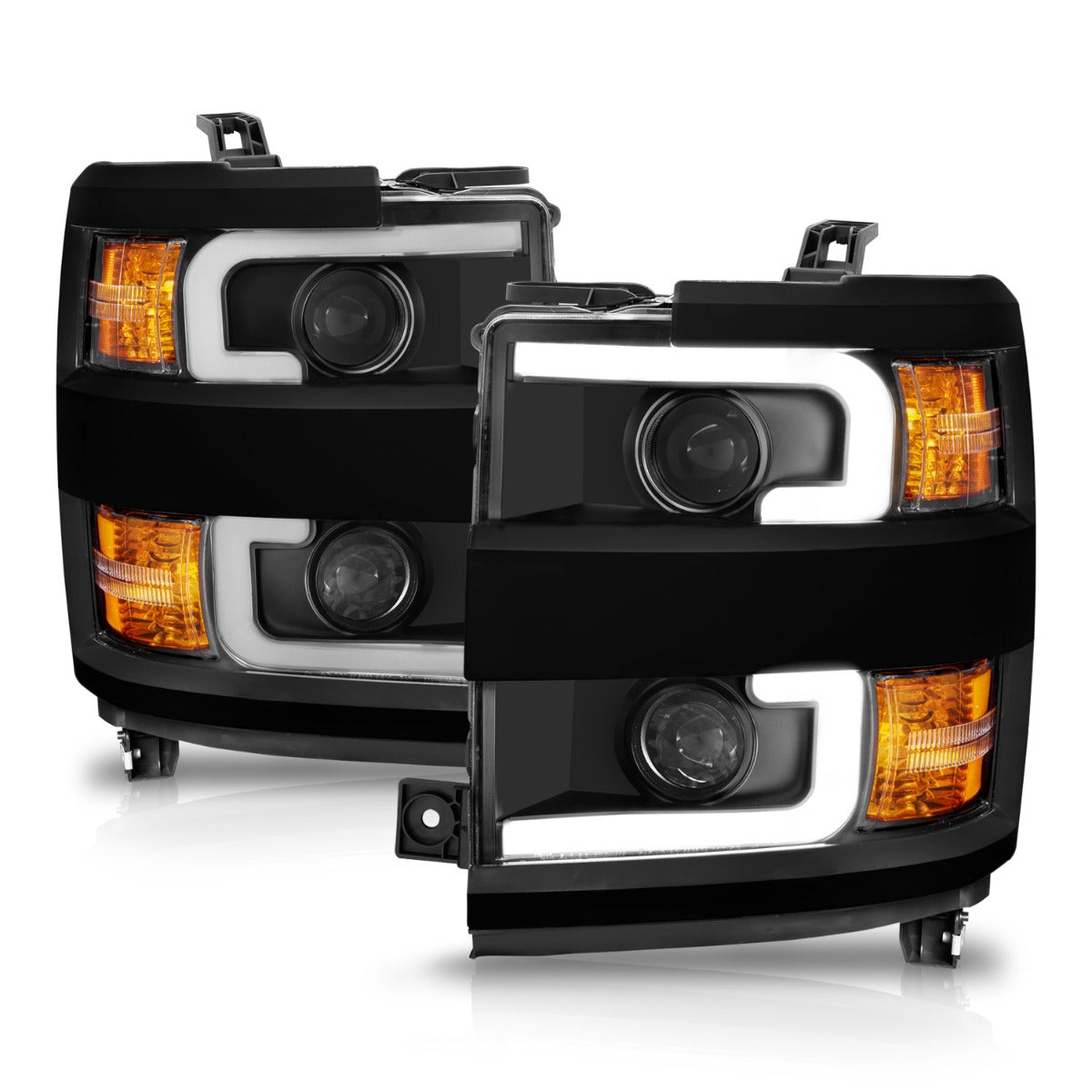 CHEVY SILVERADO 15-19 2500DH/3500HD PROJECTOR PLANK HEADLIGHT BLACK(MATTE BLACK TRIM)(HALOGEN MODELS ONLY)