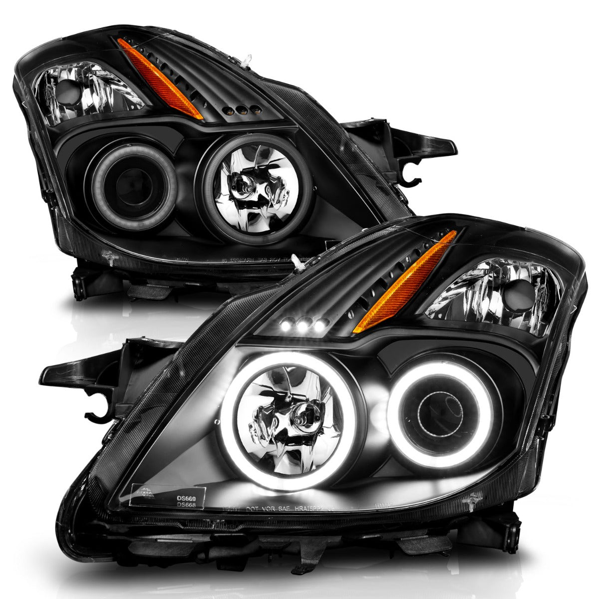 NISSAN ALTIMA 08-09 2DR PROJECTOR HEADLIGHTS BLACK W/ RX HALO