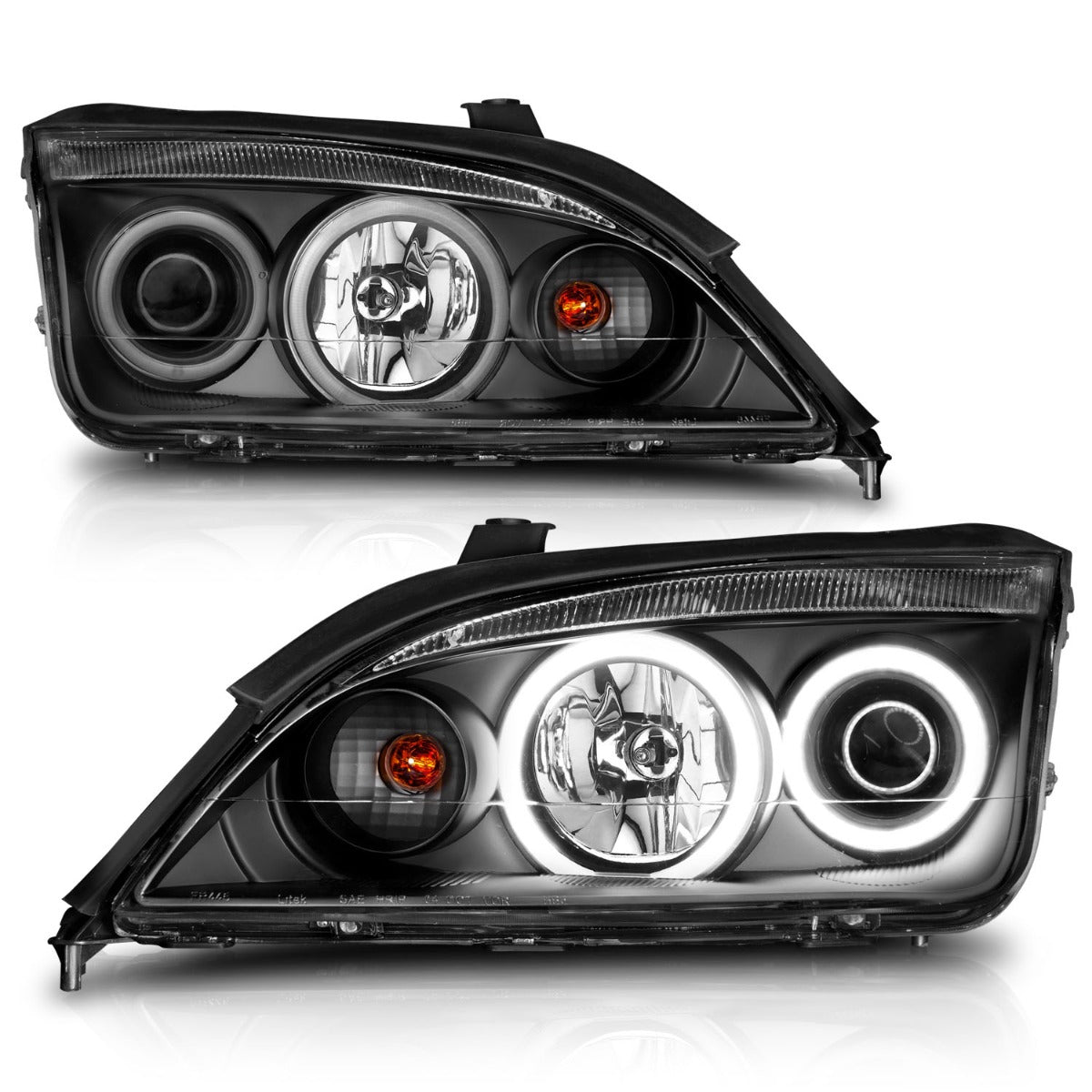 FORD FOCUS ZX4 05-07 4DR PROJECTOR HEADLIGHTS BLACK W/ RX HALO