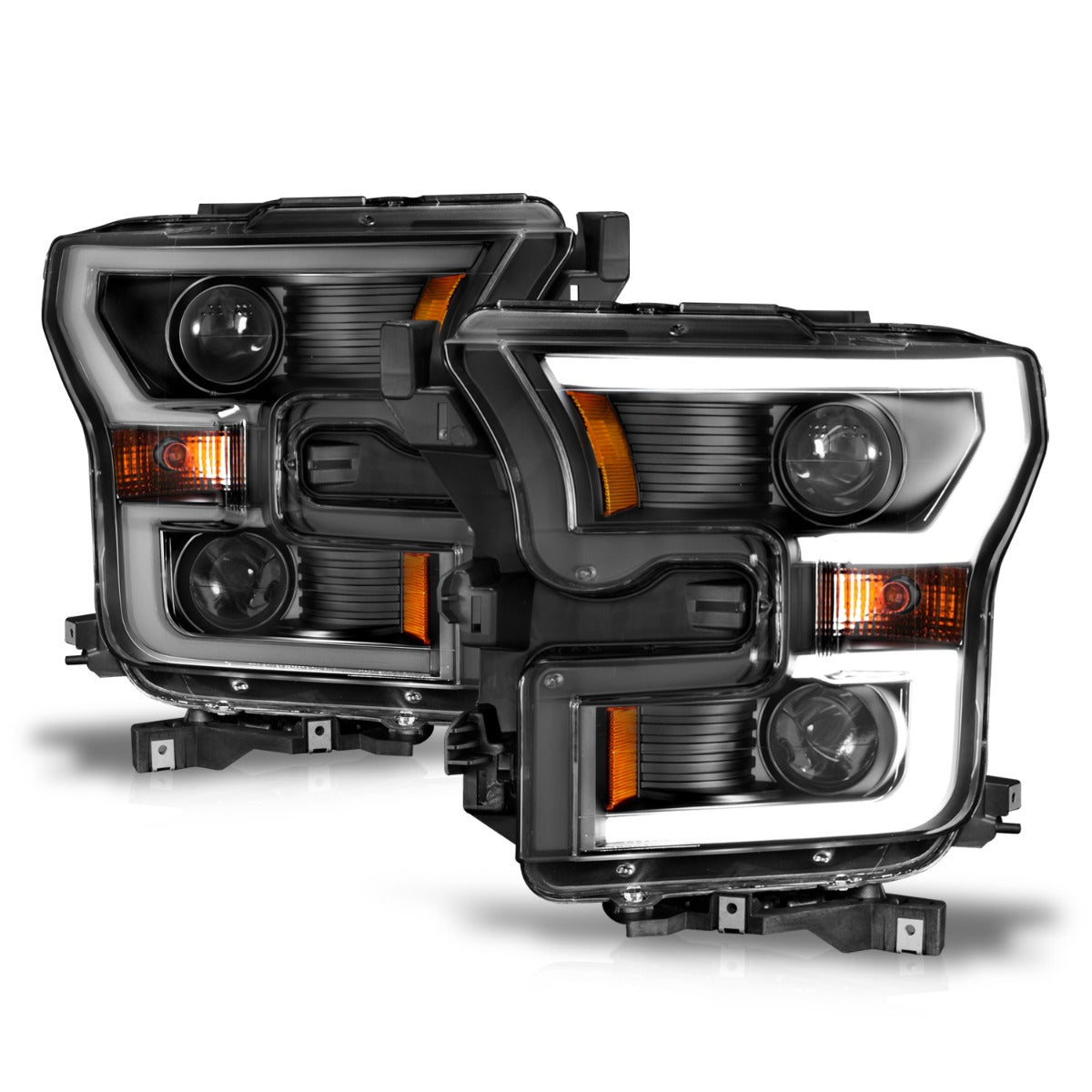 FORD F-150 15-17 PROJECTOR PLANK STYLE HEADLIGHTS BLACK (FOR HALOGEN MODELS ONLY)