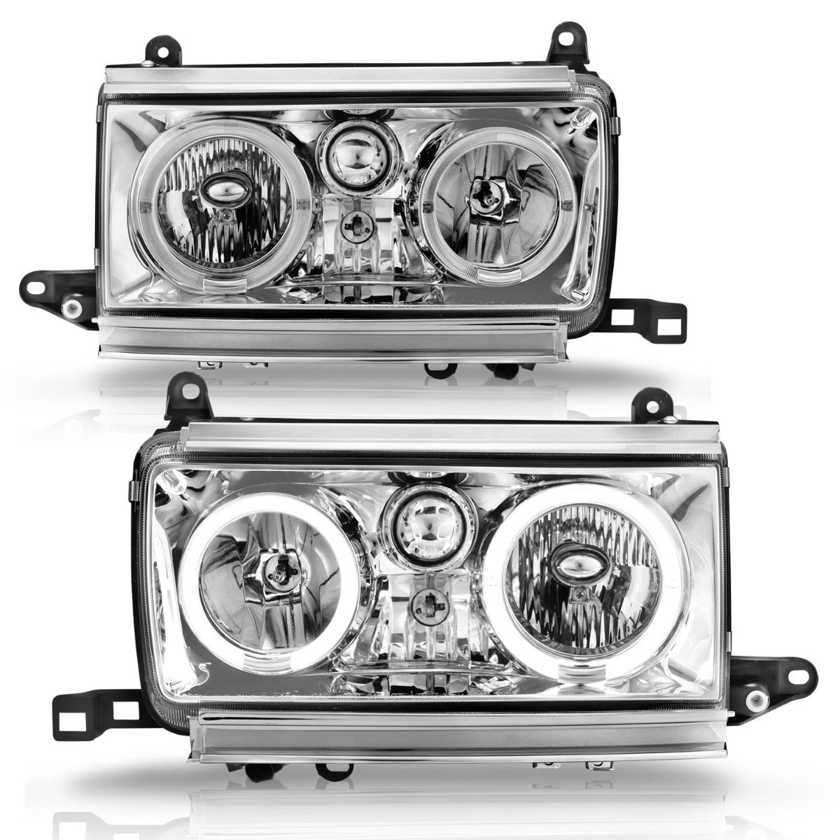 TOYOTA LAND CRUISER FJ82 91-94 CRYSTAL HALO HEADLIGHTS CHROME
