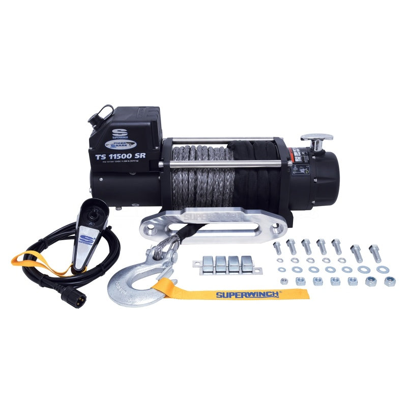 Superwinch 11500 LBS 12V DC 3/8in x 80ft Synthetic Rope Tiger Shark 11500 Winch-SR1 Performance