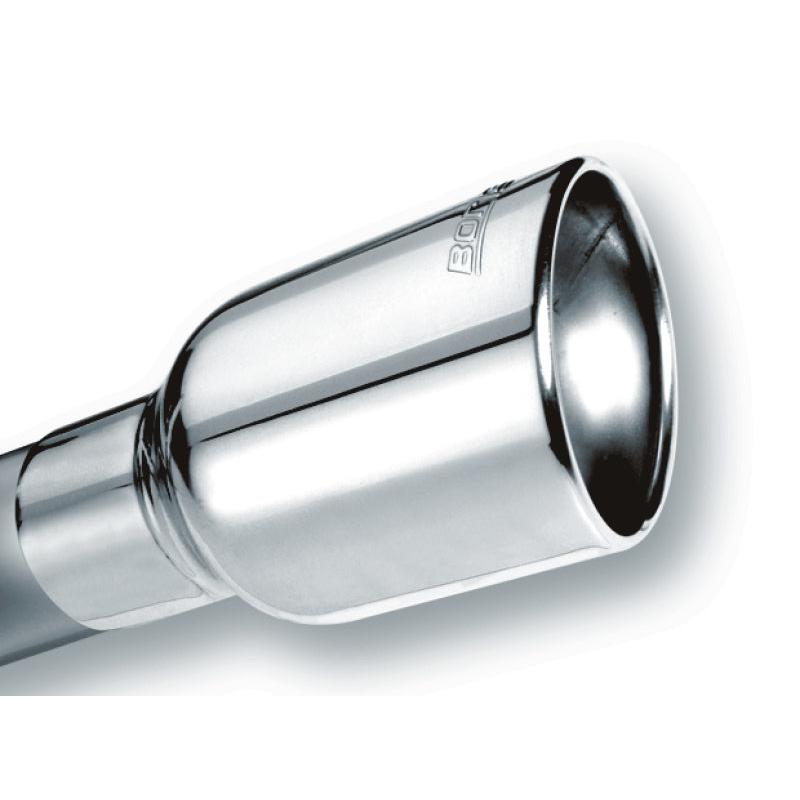 Borla Universal Polished Tip Single Oval Rolled Angle-Cut w/Clamp (inlet 2 1/2in. Outlet 4 1/4 x 3 1-SR1 Performance