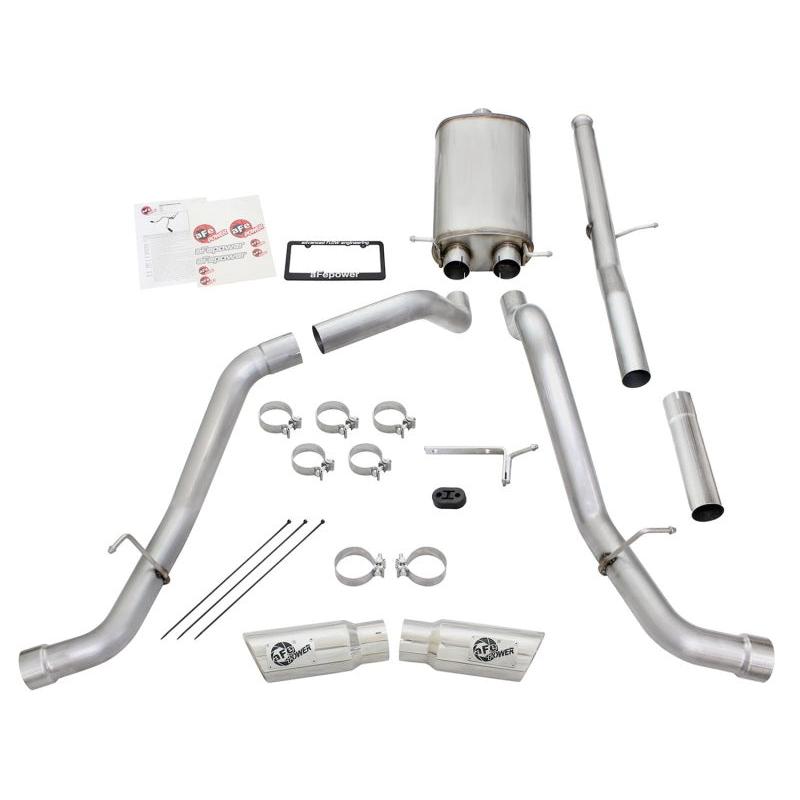 aFe Mach Force-XP Exhaust 3in Cat-Back SS 14-15 GM 1500 Trucks 4.3L/5.3L Dual Split w/ Polished Tip-SR1 Performance