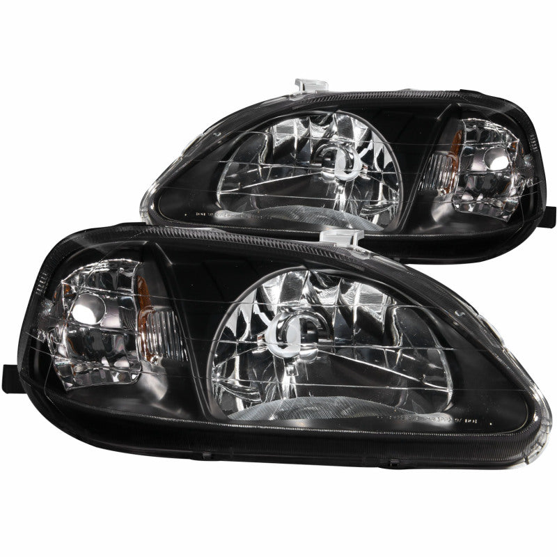 ANZO 1999-2000 Honda Civic Crystal Headlights Black-SR1 Performance