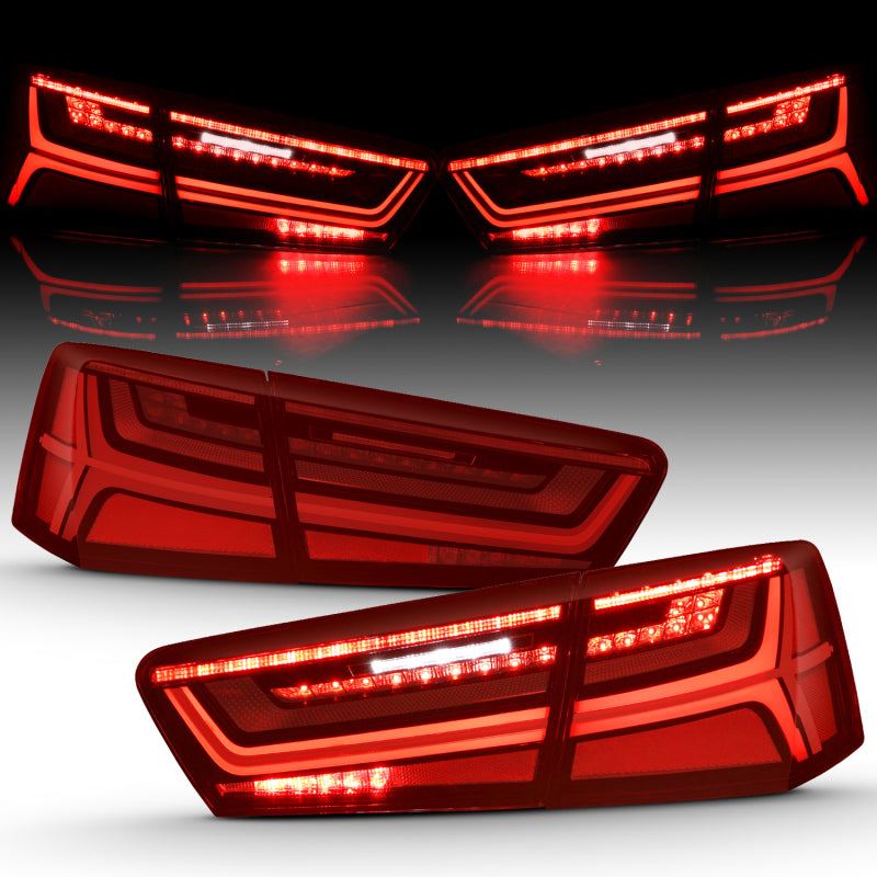 ANZO 2012-2018 Audi A6 LED Taillight Black Housing Red/Clear Lens 4 pcs (Sequential Signal)-SR1 Performance