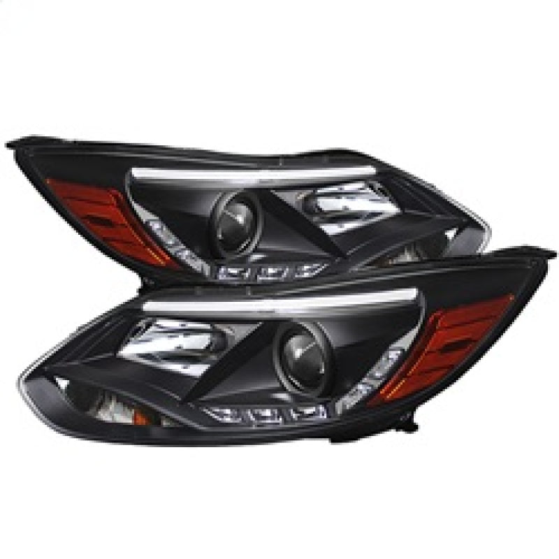 Spyder Ford Focus 12-14 Projector Headlights Halogen Model Only - DRL Black PRO-YD-FF12-DRL-BK-SR1 Performance
