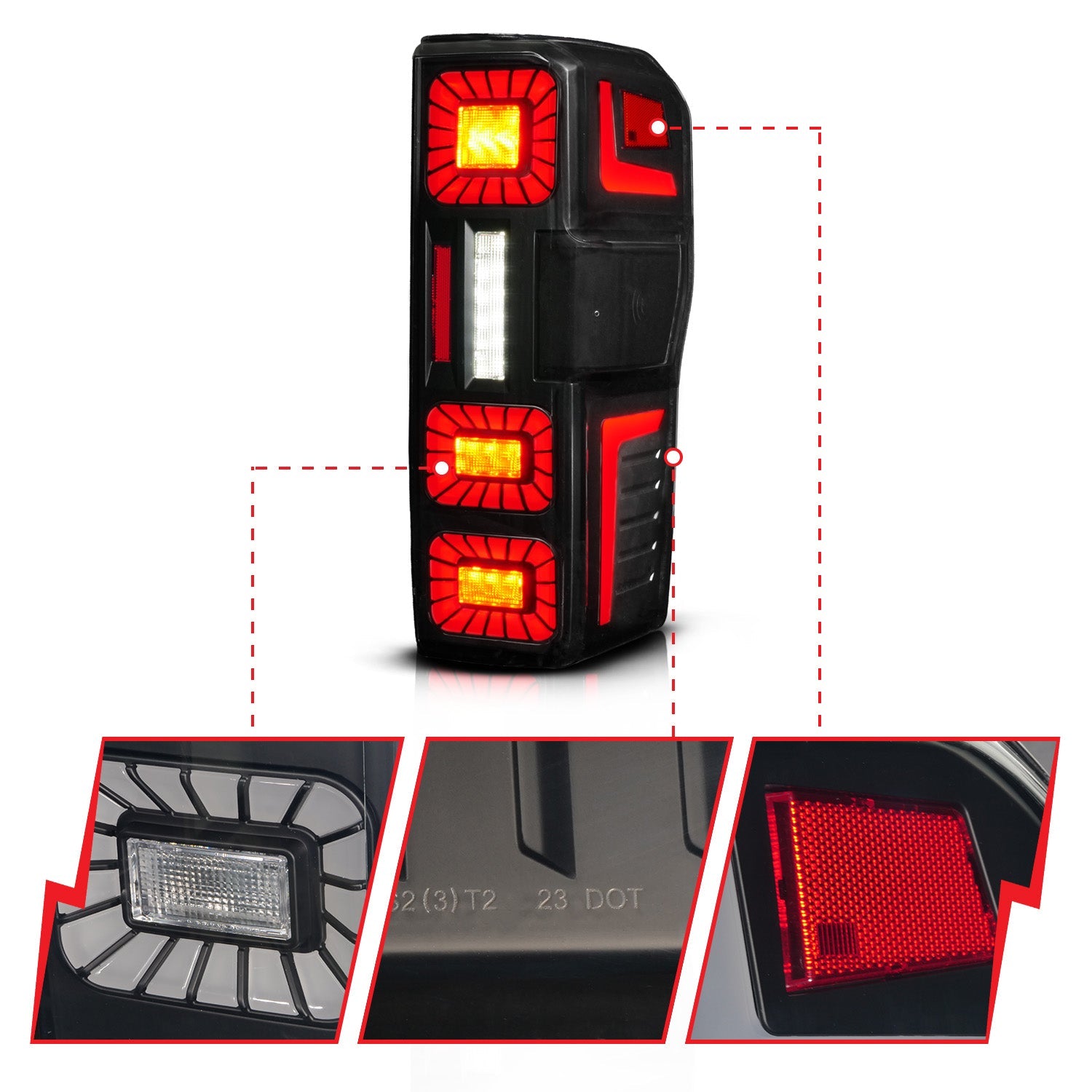 FORD SUPER DUTY 23-26 FULL LED TAIL LIGHTS BLACK HOUSING SMOKE LENS W/ SEQUENTIAL SIGNAL