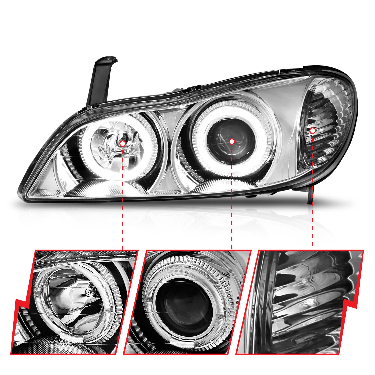 INFINITI I-30 00-01 / I-35 02-04 PROJECTOR HALO HEADLIGHTS CHROME