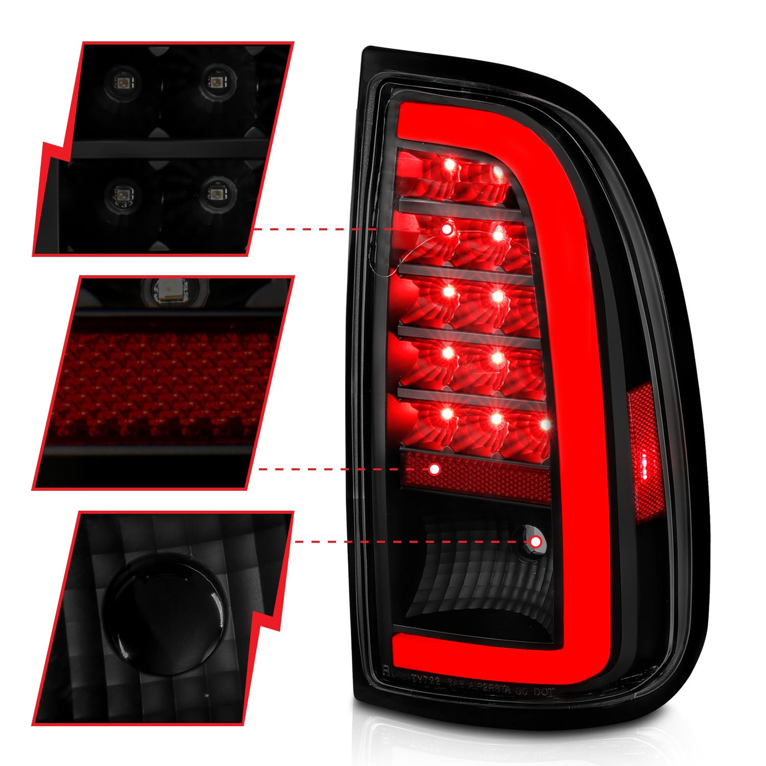 TOYOTA TUNDRA 00-06 LED LIGHT BAR TAIL LIGHTS BLACK SMOKE LENS(STD BED REGULAR CAB, ACCESS CAB)