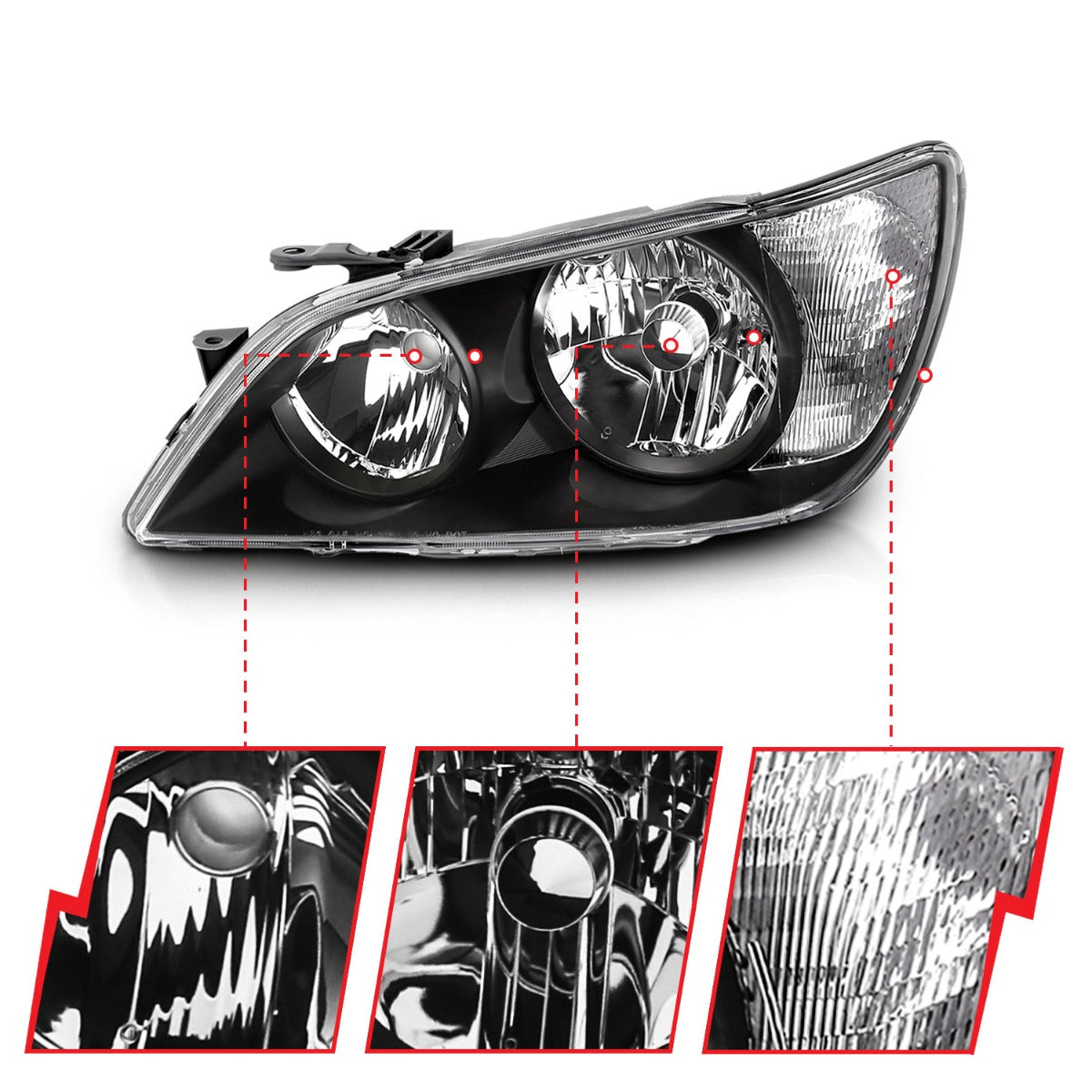 LEXUS IS300 01-05 CRYSTAL HEADLIGHTS BLACK