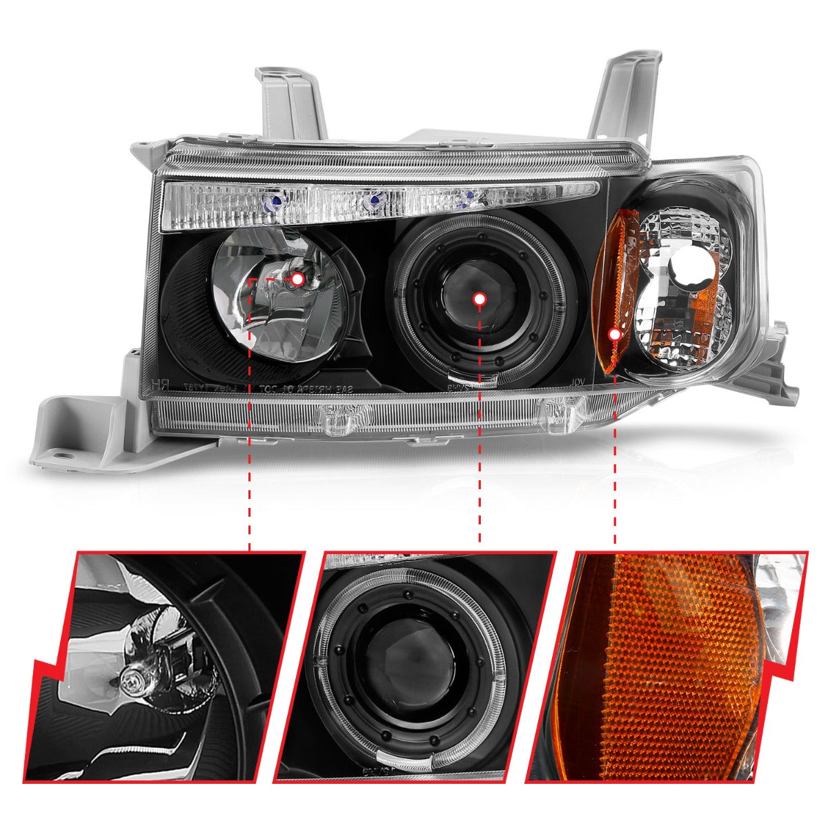 SCION XB 04-07 PROJECTOR HALO HEADLIGHTS BLACK