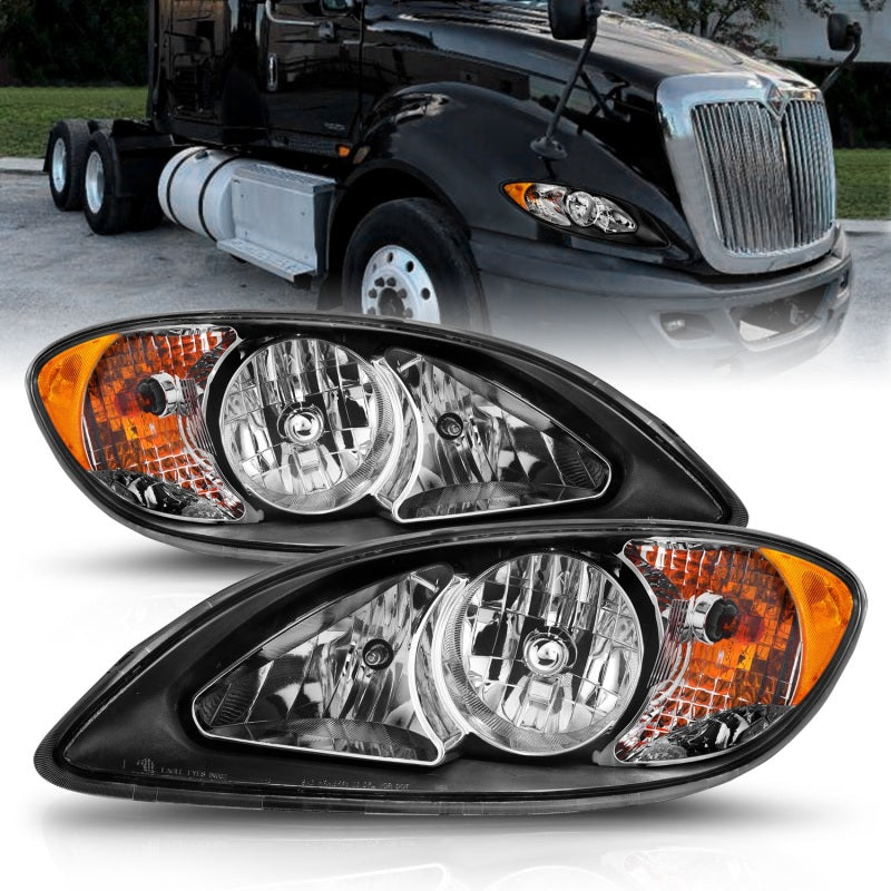 ANZO 2008-2016 International Prostar Crystal Headlights Black Housing (OE Replacement)-SR1 Performance