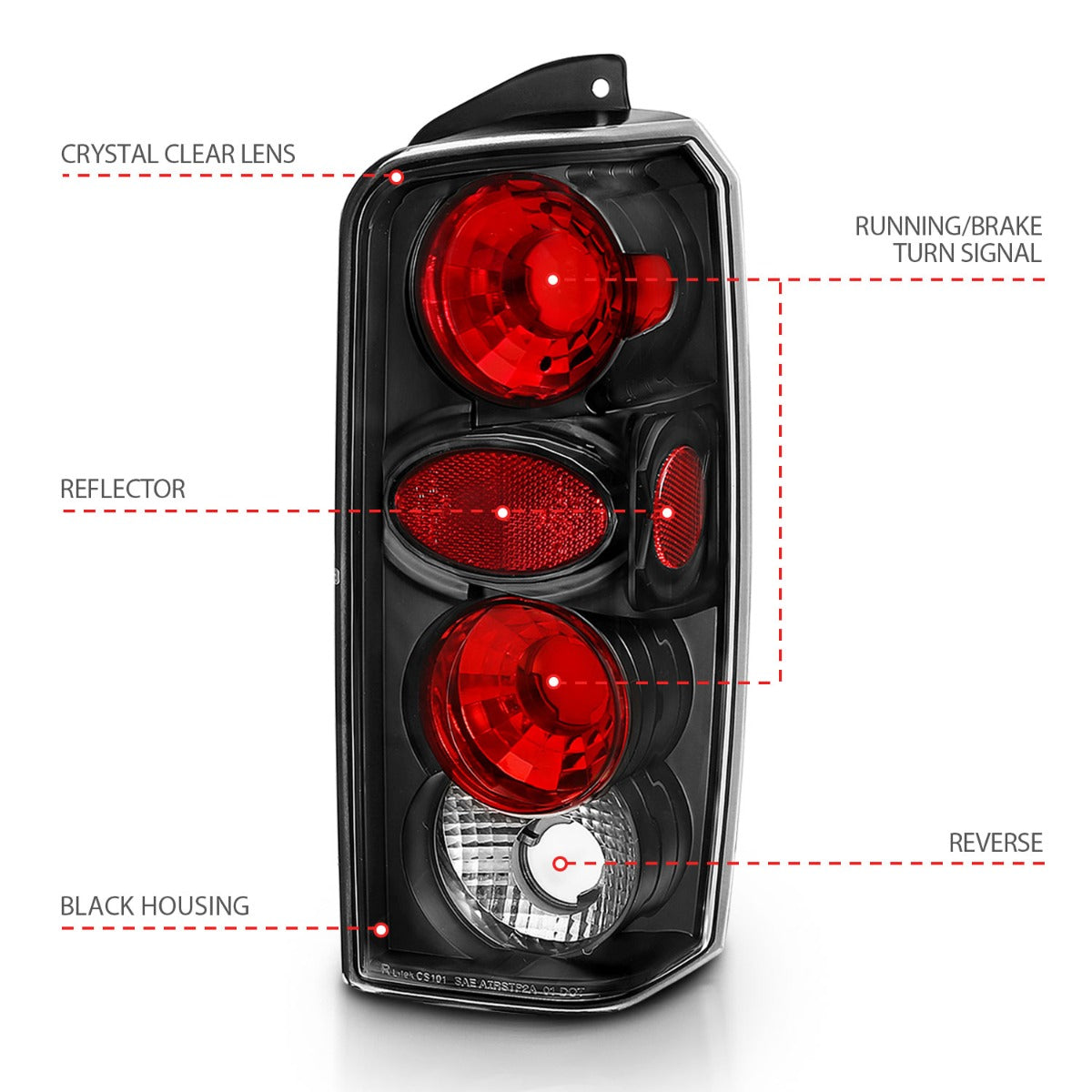 JEEP CHEROKEE 97-01 TAIL LIGHTS BLACK
