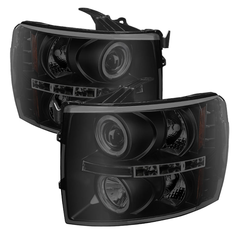 Spyder Chevy Silverado 1500/2500 07-13 Projector Headlights LED Halo LED Blk Smke PRO-YD-CS07-HL-BSM-SR1 Performance