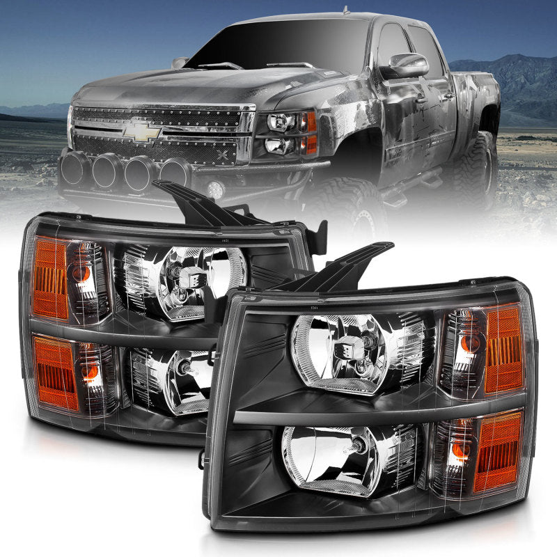 ANZO 2007-2013 Chevrolet Silverado Crystal Headlights Black-SR1 Performance