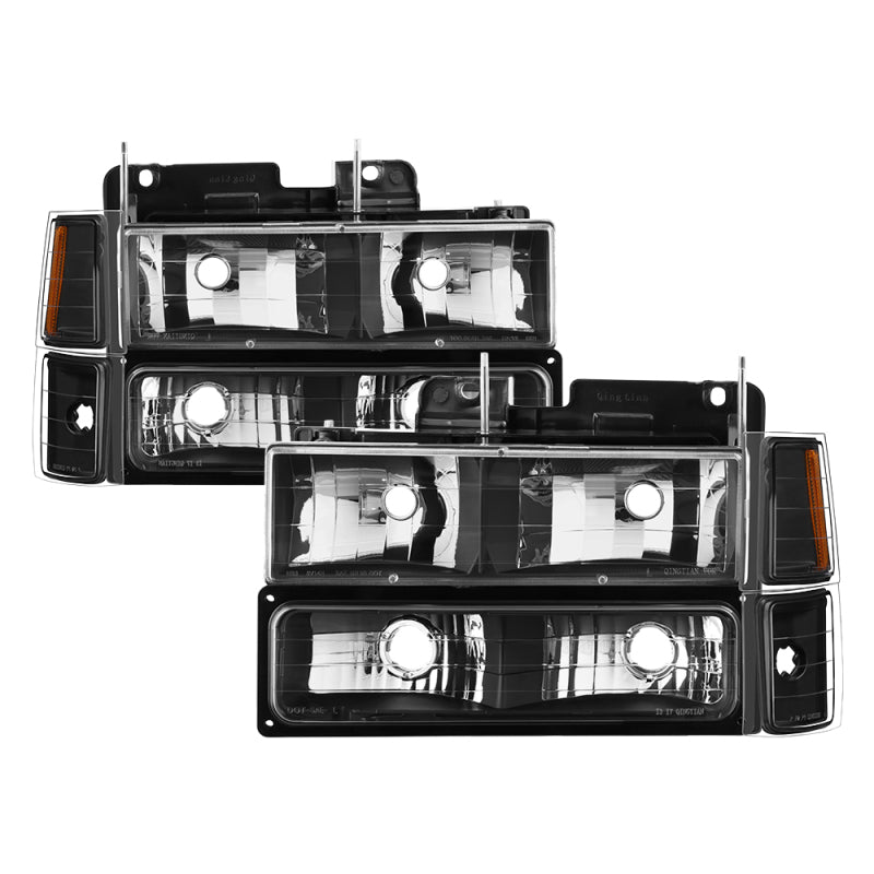 Xtune Chevy Suburban 94-98 Headlights w/ Corner & Parking Lights 8pcs Black HD-JH-CCK88-AM-BK-SET-SR1 Performance